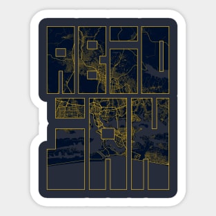 Abidjan, Cote d'Ivoire City Map Typography - Gold Art Deco Sticker